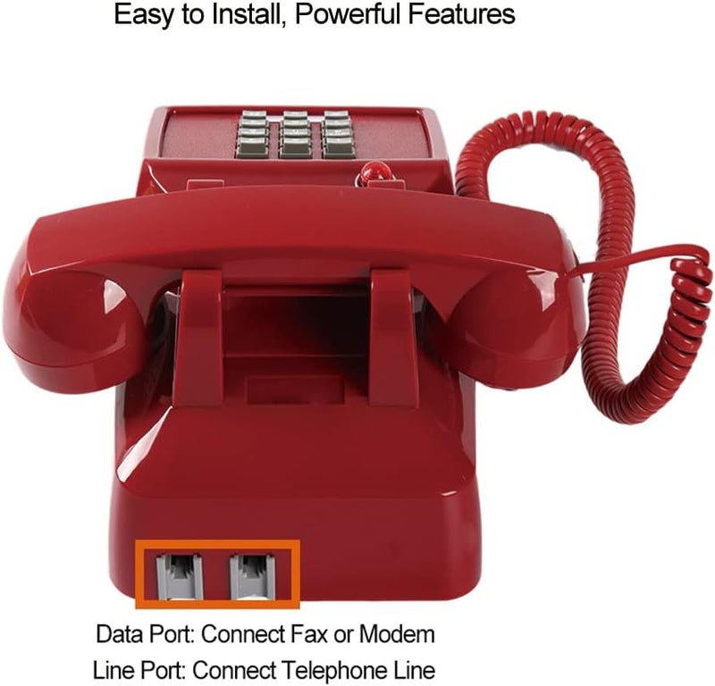 HTMengt Traditional Red Landline Phone, Retro Corded Telephone Visible Ringing Indicator, Classic 2500 Analog Desk Phone, Vintage Corded Desk Telephone Large Button, Old Red Telephone Landline for School,Home - Image 3